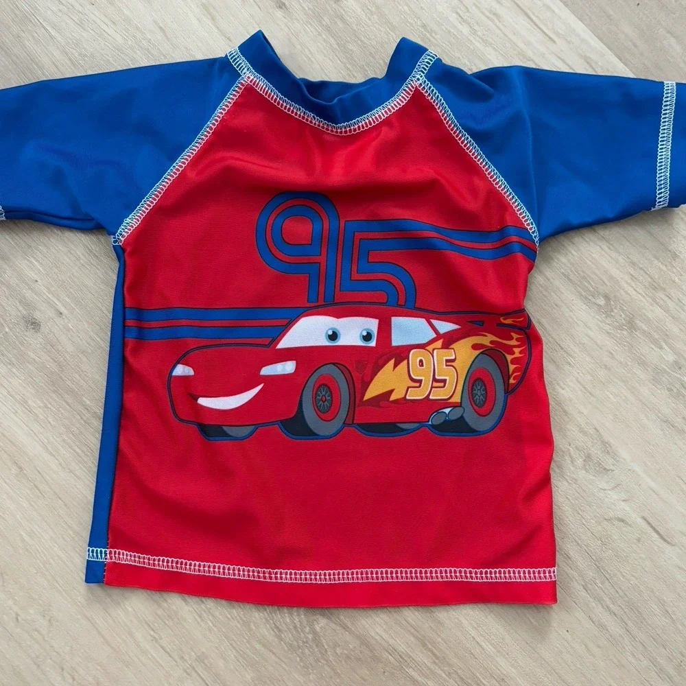 Disney Cars Lightning McQueen Swim Shirt Size 6-9M‎ Rash Guard UPF 50+